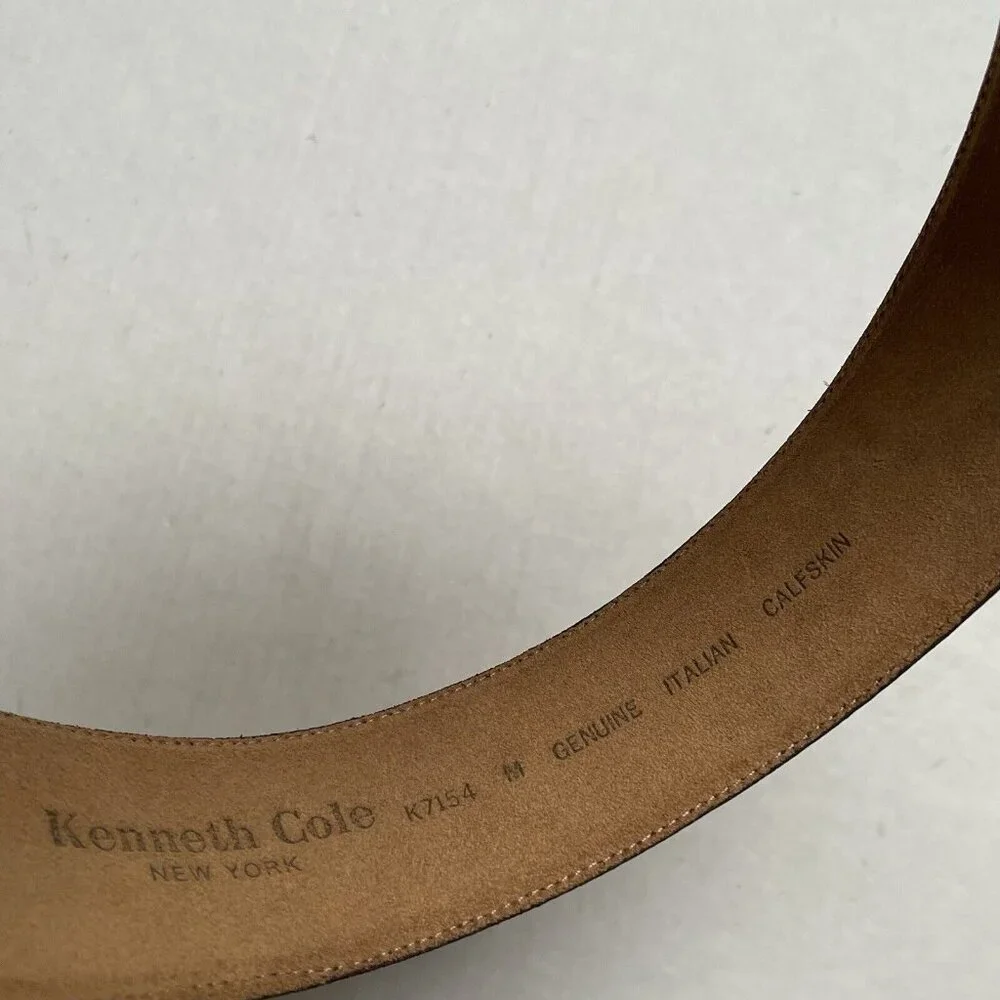Kenneth Cole Women Medium Belt Genuine Leather Snake Italian Calfskin Wide Boho‎